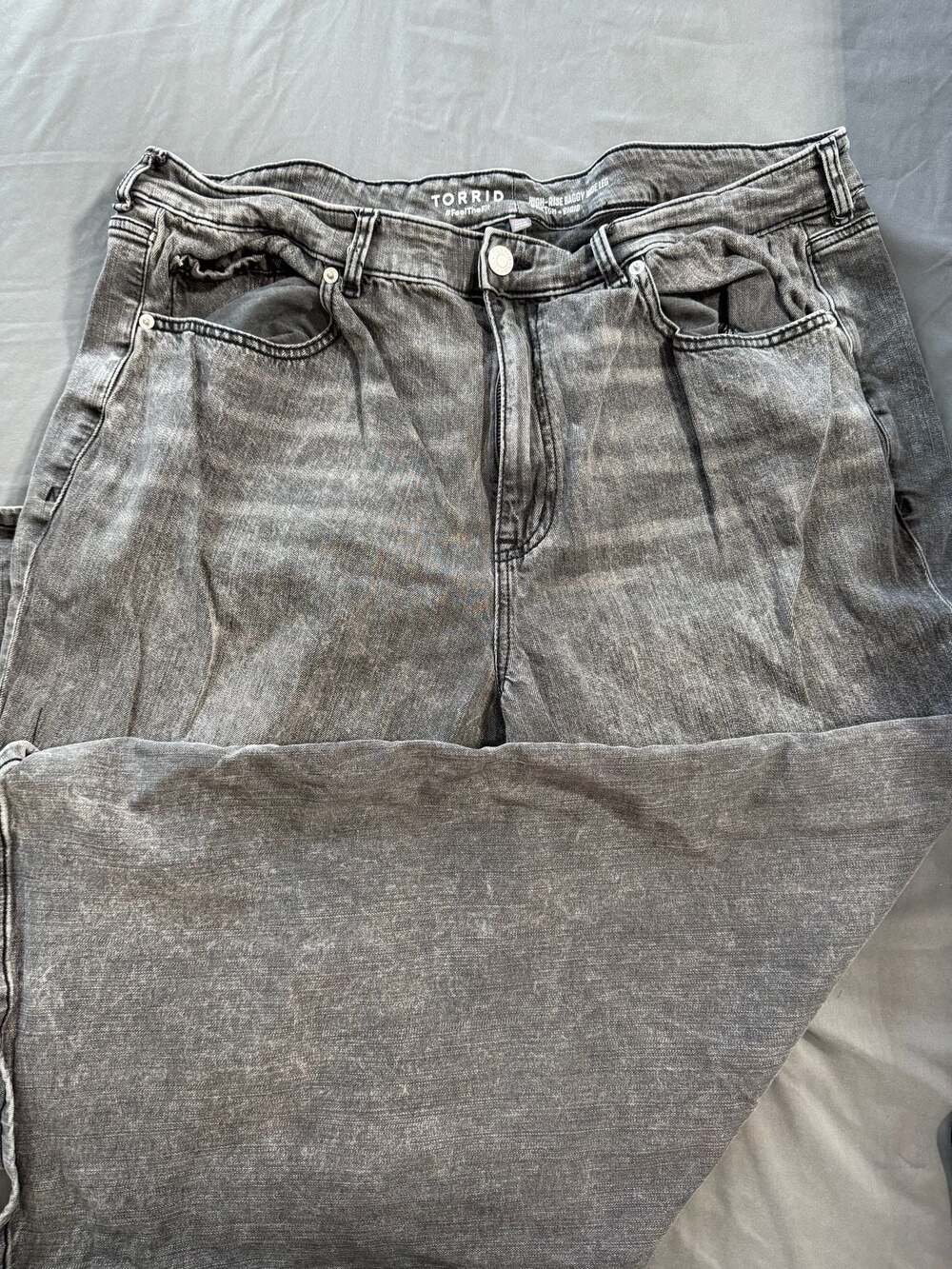 Torrid High-Rise Baggy Wide Leg Jeans in Washed Grey, Size 20R